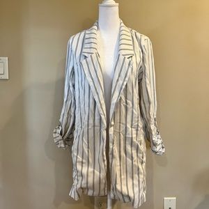 Black & White Striped Longline Blazer Size Small